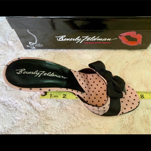 Beverly Feldman pink/black stilettos w/ bow 6 1/2 - Picture 6 of 6